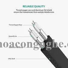 Ugreen 20998 Màu Đen Cáp SATA 3.0 dây dẹt Bẻ Góc 90 Độ 20998 30020998